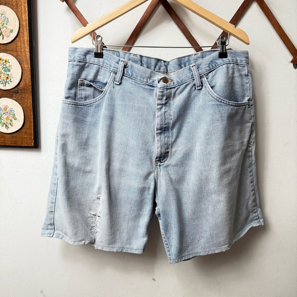 Vintage Wrangler Distressed Light Blue Denim Shorts